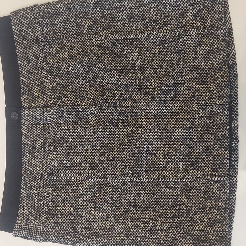 LOFT Black and White Wool Pencil Skirt